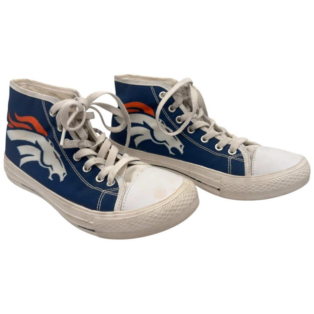 Denver Broncos Women's 6 High Top Canvas Sneakers Navy Orange NFL Football